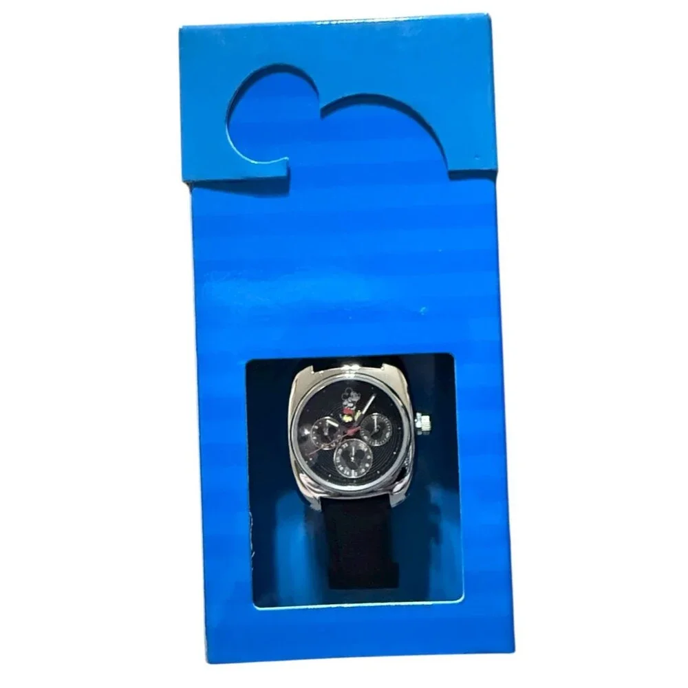 Disney Store Mickey Mouse Full Character‎ Watch Black Face Day Date Analog NOS